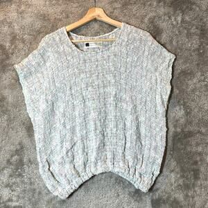 Margaret Lent Handwovens Boucle Knit Pastel Blouson Top Blouse Sweater Vest